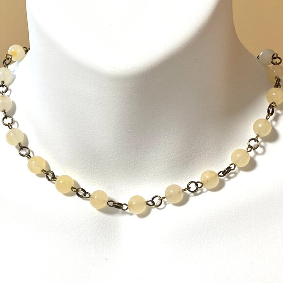 Natural Yellow Aventurine Stackable Necklace, Genuine Gemstone + Bronze Chain - Picture 1 of 9